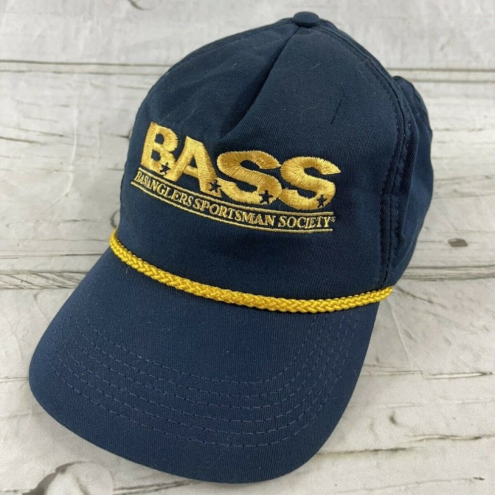 Vintage BASS Anglers Sportsman Society Cord Rope Foam Embroidered Snapback Hat